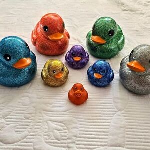 Glitter Rubber Duck Bath Toy Set - Multicolor